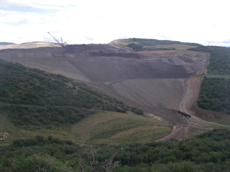 Photo of spoil fill embankment under construction