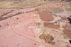 Photo of active construction mine overlain by permitted boundary lines